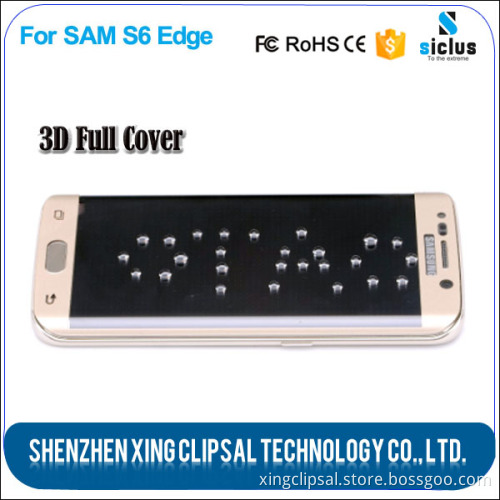 0.33mm 3D Curved Edge tempered glass screen protector for samsung galaxy s6 edge